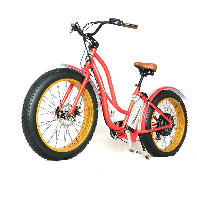 Excellent 48v Electric Fat Bike with 500w Brushless Rear Hub Motor Beach Cruiser for Adult 26*4.0 Powerful Mountain Fat Electric Bike 1