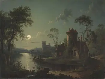 

Painter's primitive hand-painted oil is on the canvas :Perfect Art Landscape Oil Painting, Early days Ancient Kanavas Family