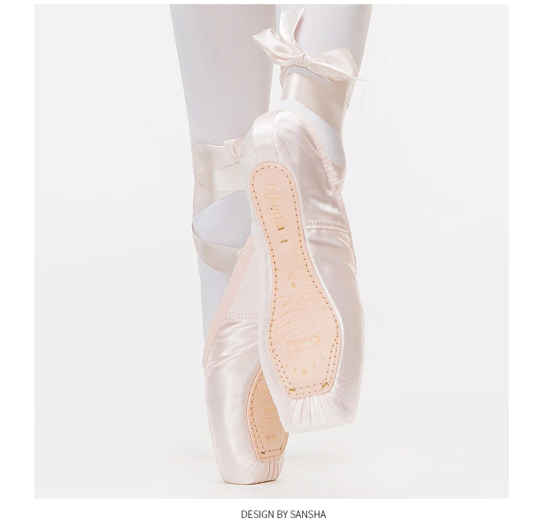 Sansha балетки для взрослых и детей; розовые/черные/красные Сатиновые туфли для девочек и женщин; профессиональная танцевальная обувь с лентами; силиконовая подкладка