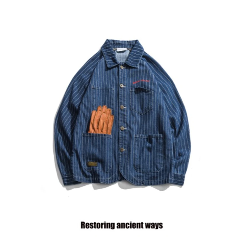 Сакаи Kouti Хлопок Новая мода японский Ретро Повседневная рубашка с длинным рукавом Для мужчин; высокое качество Рубашка в полоску JacketDS50331