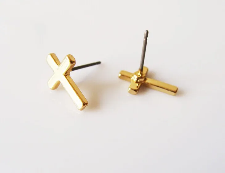 Gold Cross Earrings Studs Stud References Gold Cross Earrings Studs Swarovski Curved Sideways