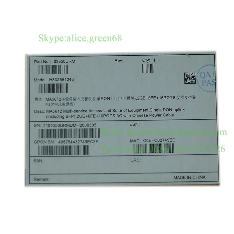 8 портов ethernet MA5612-8 GPON ONU с 16 POTS