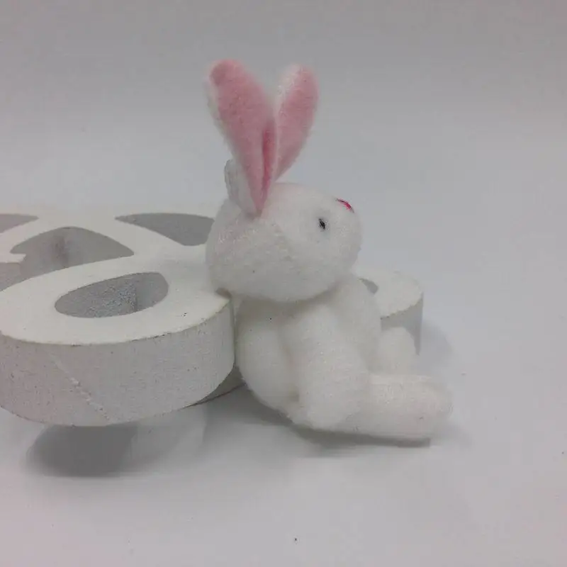 6cm 50pcs Lovely Small Jointed Bunny Rabbits Plush Toys Cute DIY Joint Rabbit with Pink Ears Peluche Dolls Accessories  (2)