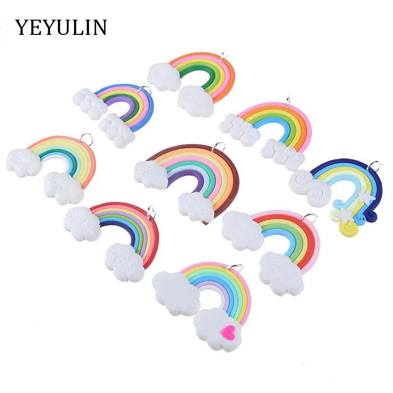10 stücke Nette Wolken Regenbogen PPC Charms Anhänger Für Halskette Anhänger DIY Schmuck, Der 46*38mm