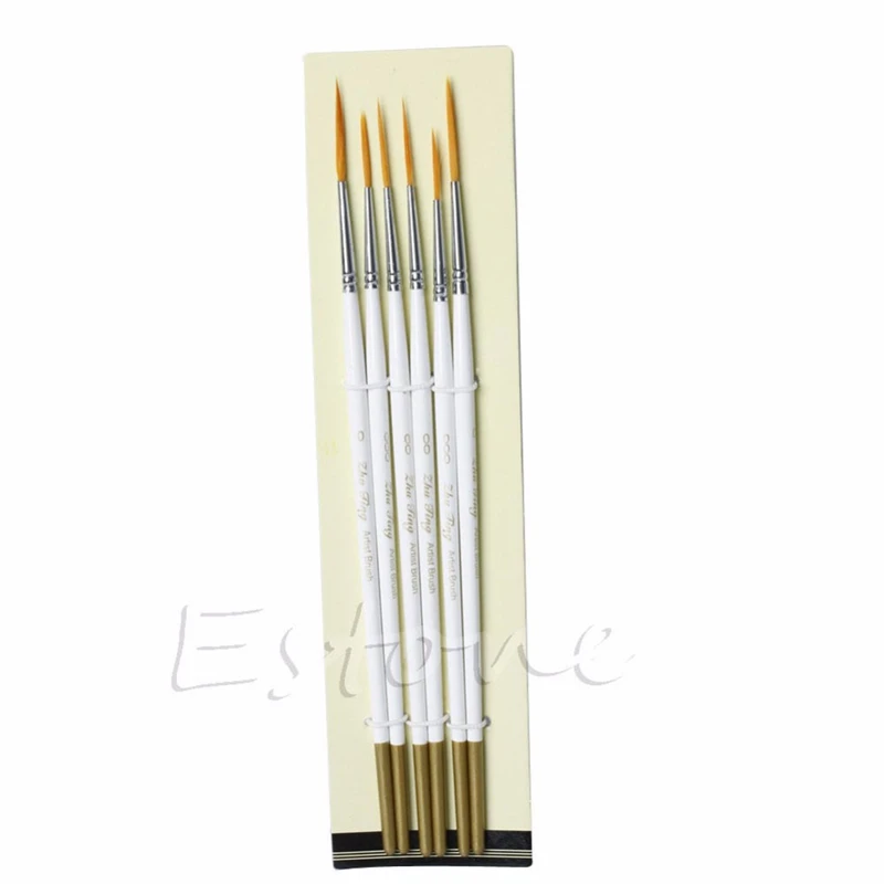 Kopen 6 Stks set Ronde Spitse Tip Nylon Haar Schilderij Borstel Set Verschillende Vorm Voor Aquarel Gouache Borstels Kunst Levert