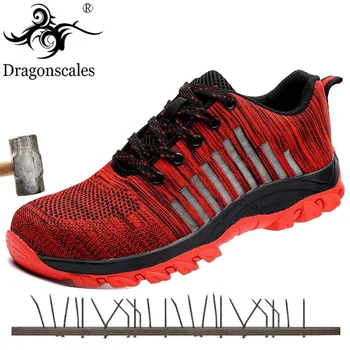 

2019 New Men's Outdoor Work & Safety Boots Breathable Mesh Steel Toe Safety Shoes Ankle Boots Men Indestructible Work Shoes