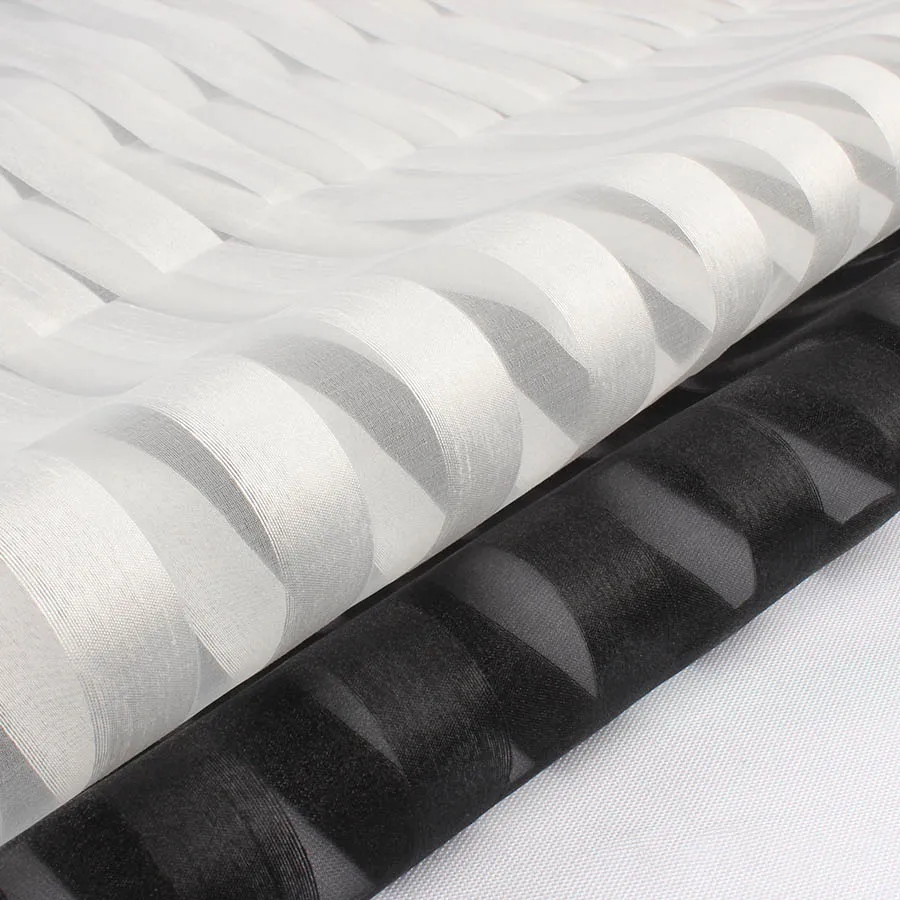 

organza textiles fabric big stripes pattern for dress making 145cm wide by yard