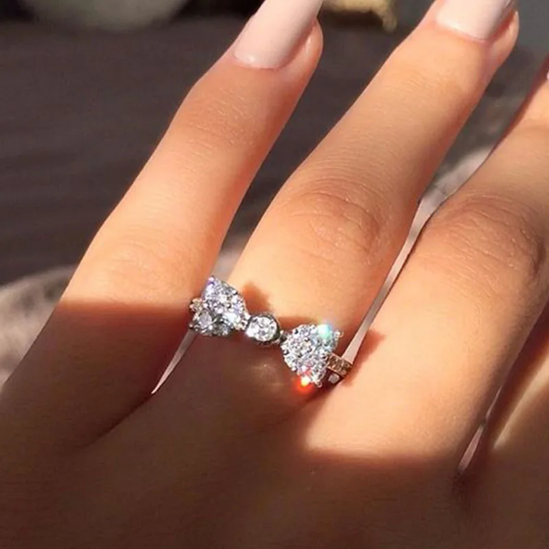 

IPARAM Fashion Bride CZ Zircon Engagement Ring 2019 Luxury Silver Bow Wedding Ring Precision Bijoux Jewelry Gift
