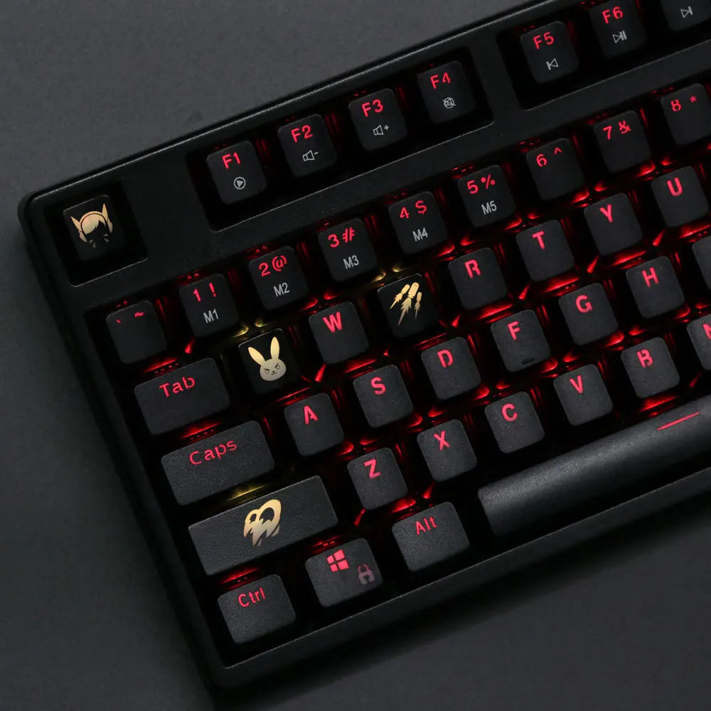 

[keycaps]4 keys Overwatch gamer theme keysets backlight OW keycaps ABS etched Keycap shine-through for Mechanical Keyboard ANS
