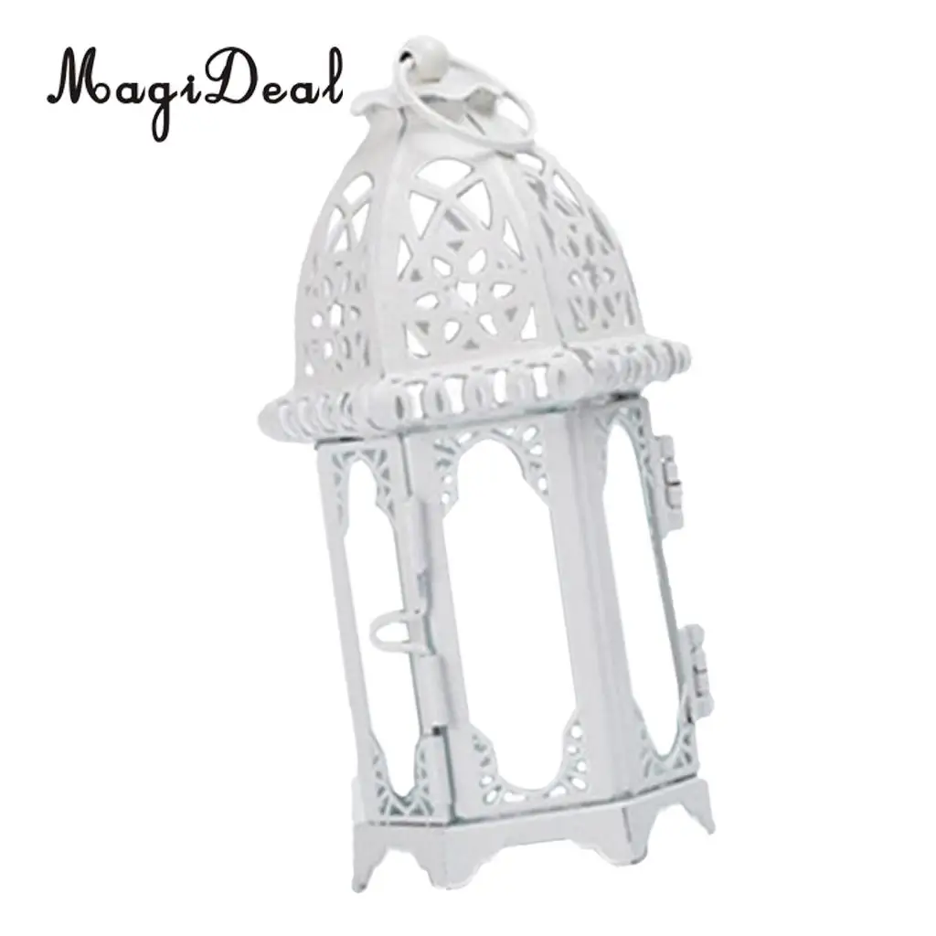 Wrought Iron Glass Wind Light Candle Holder Hanging Lantern Great for Patio Indoor outdoors Events Wedding Party