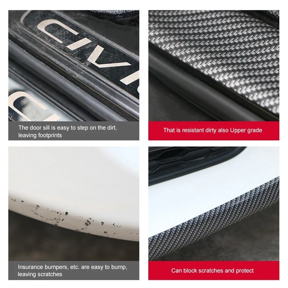 SPEEDWOW Car Door Bumper Carbon Fiber Rubber Lip Universal Front Bumper Lip Moulding Strip Door Sill Protector Edge Guard