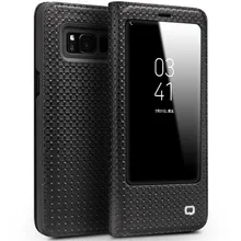 Qialino натуральной коровьей Флип сумка функции сна разбудить для Samsung S8 плюс флип бумажник ультра тонкий чехол для Samsung S8 плюс