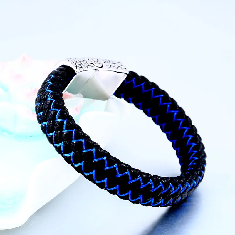 

BEIER Wholesale Drop Ship Man's High Quality Genes Leather Skull Bracelet Bangle For Man BC-L014