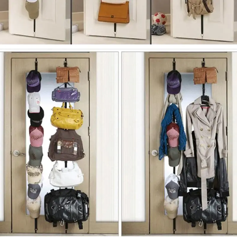 

2pcs/set Adjustable 16 Hook Straps Hanger Hanging Cap Rack Holder Over Door Straps for Home Organizer Hat Clothes Organizer
