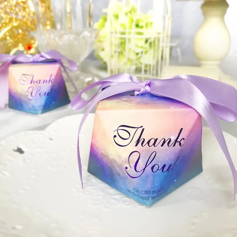 

Creative Galaxy Blue Red Purple Diamond European Wedding Gifts Like Candy Box Party Back Gift Box Bomboniera Gift Box 50pcs