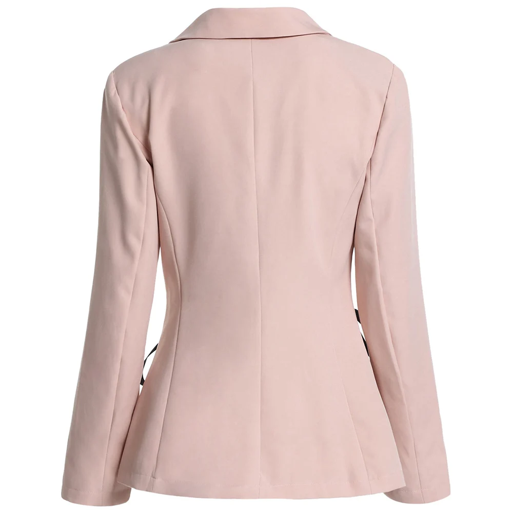 Manicotto A Blazer Kenancy Donne Pink Pizzo Pieno Up Rosa Equipaggiata Nastro Due Pulsanti Delle Di wqpnfpZUW