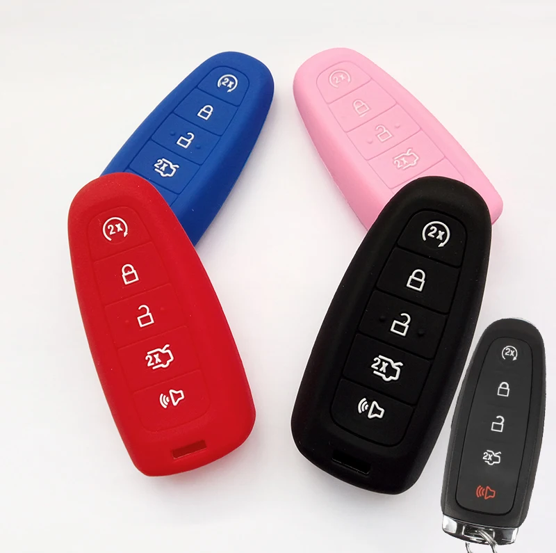 

5 BUTTON SILICONE CAR KEYLESS FOB COVER FIT FOR FORD EDGE ESCAPE FOCUS TAURUS FLEX EXPLORER 2013 2014 2015 REMOTE CASE HOLDER