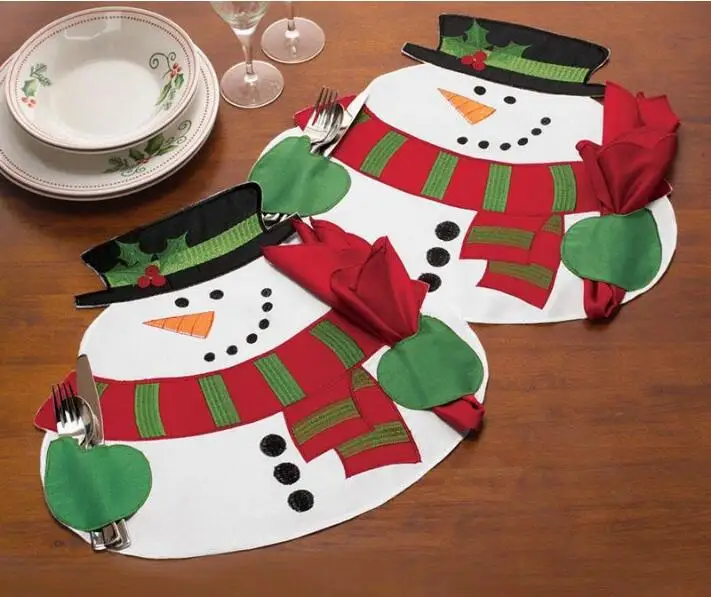 New Christmas Solid Snowman Placemat + Napkin Place Mat placemat Dinner