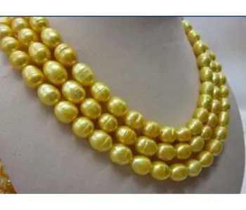 

gorgeous 11-13 mm baroque Yellow pearl necklace 50INCH