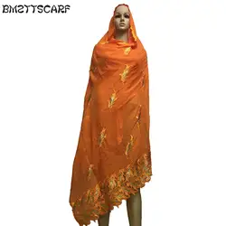 Африканский шарфы Хлопок мусульманский хиджаб шарф/мусульманский Вышивка головы шарф со стразами для женщин шарфы BM519