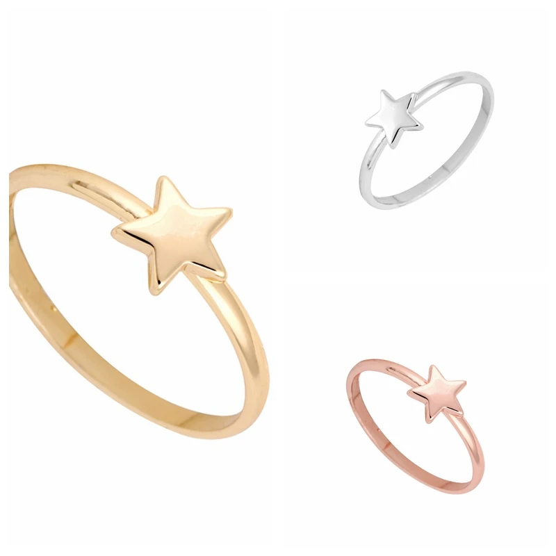 Gold Silver Rose Gold Mini Cute Star Uunique  Jewelry Love Rings for Girls
