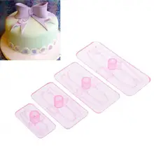 4 шт./лот, Розовый инструмент для торта, бантик, форма для торта, Узелок, резак для печенья, пресс-форма, инструмент для помадки