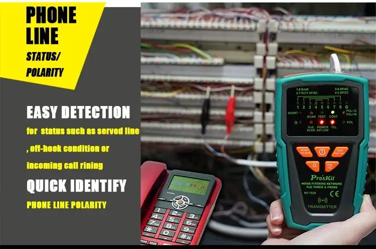 Pro'sKit MT-7029-C фильтрующий шум кабель сети PoE тонер зонд тестер для провода телефонной линии детектор трекер
