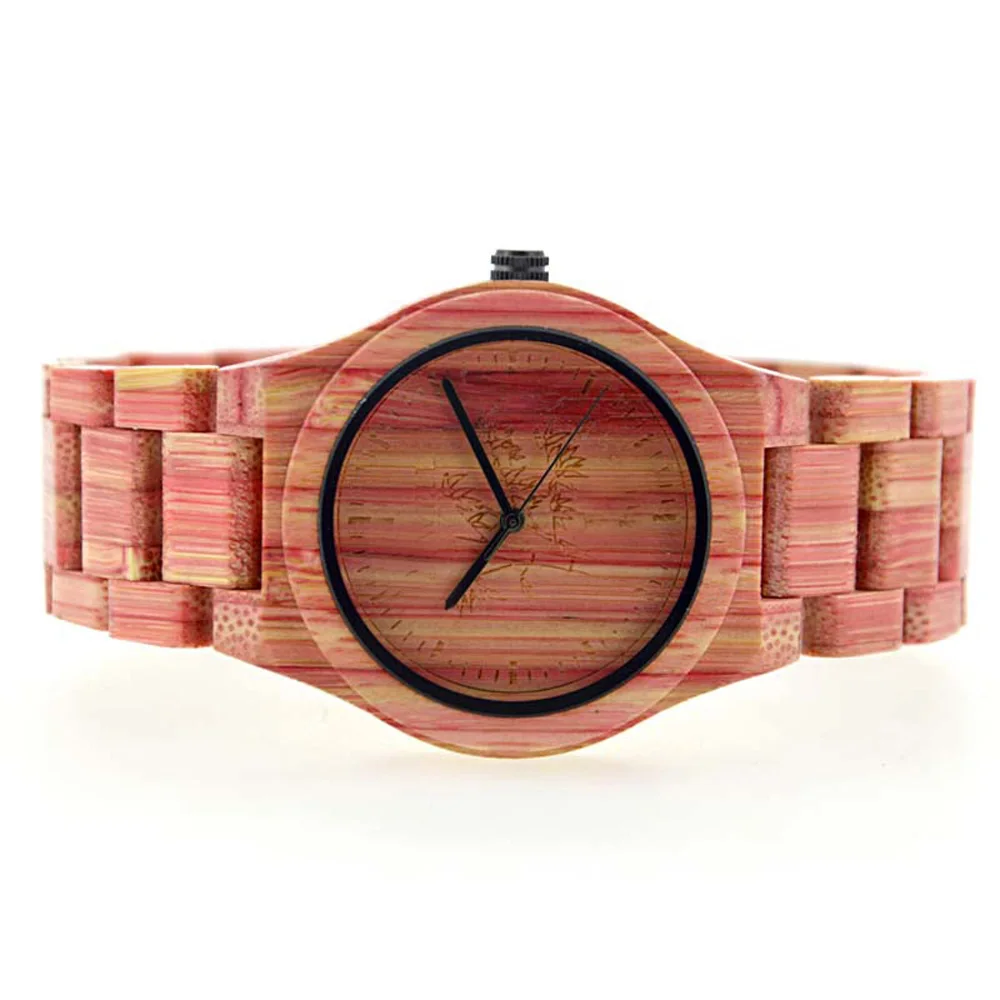 Элитный бренд Цвет Bamboo новые деревянные часы Для женщин полный деревянные планки Для женщин наручные Повседневное кварц-Часы relogio feminino