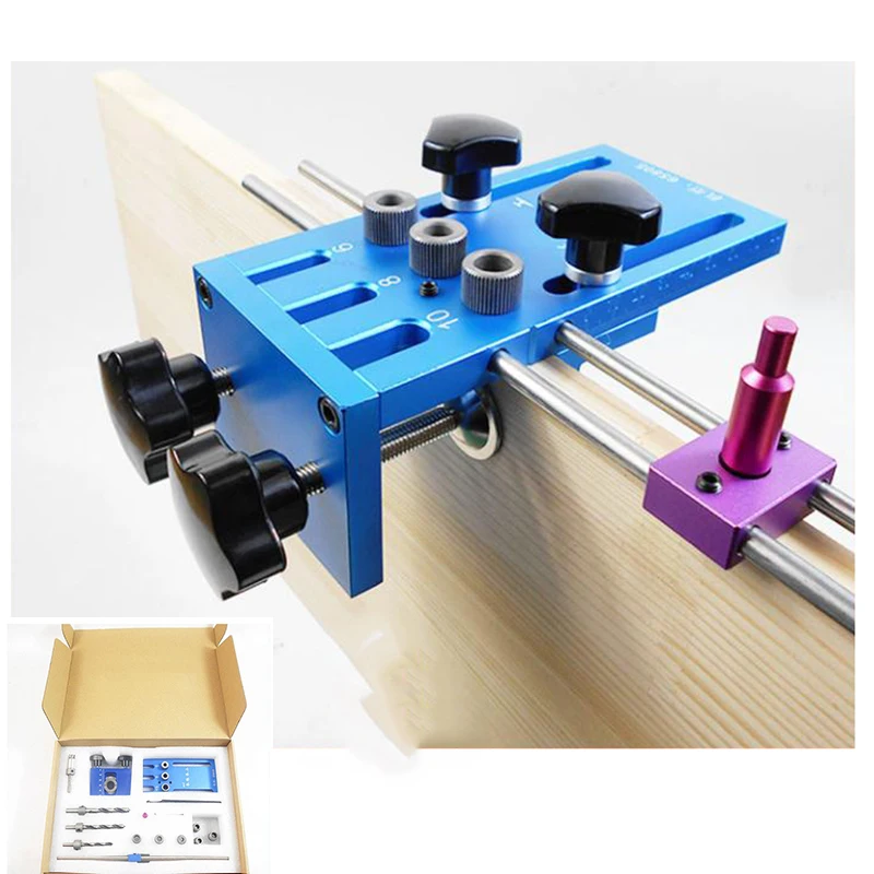 

Woodworking Joinery High Precision Dowel Jigs Kit 3 in 1 Drilling Locator Drilling Guide Kit With 3 Metric Dowel Holes 6/8/10mm