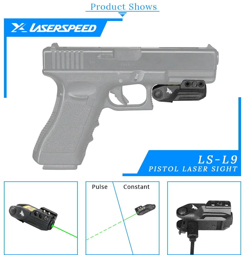 Laserspeed L9-G тактический зеленый лазер Glock Постоянный/импульсный режим самообороны оружие