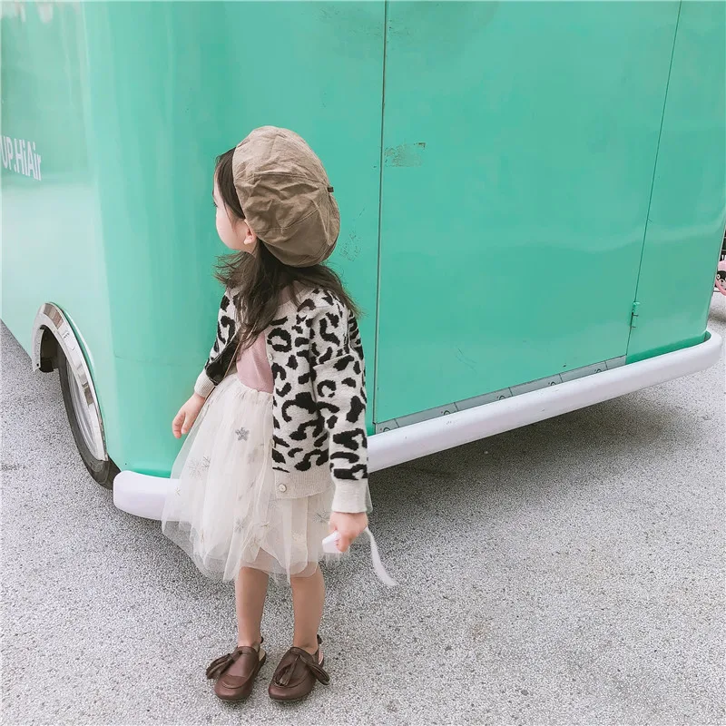 Cabolsa para o Bebê Bonito da Forma Primavera Nova Chegada Estilo Coreano Algodão All-match Manga Longa Leopardo-impresso Camisola Meninas 2020 5 Mamãe e Bebê