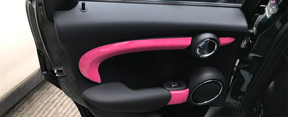 Наклейки MINI F55 для внутренней двери автомобиля, декоративная крышка для Mini Cooper F55, аксессуары для автомобиля F55, аксессуары для MINI Cooper Hardtop - Название цвета: 12pcs Pink