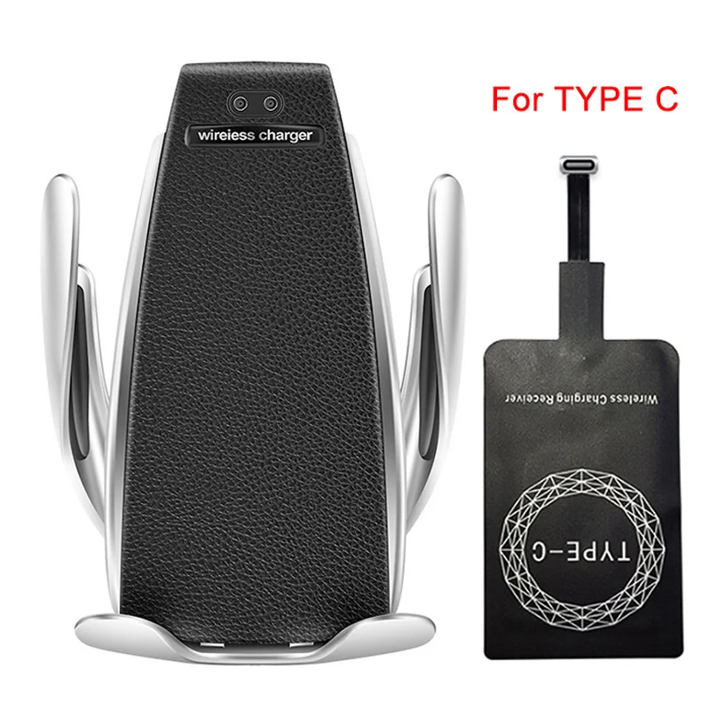 

1pcs Wireless Car Charger with receiver For Ios Android car Air Vent Phone Holder Automatic Clamping 360 Rotation Charging Mount