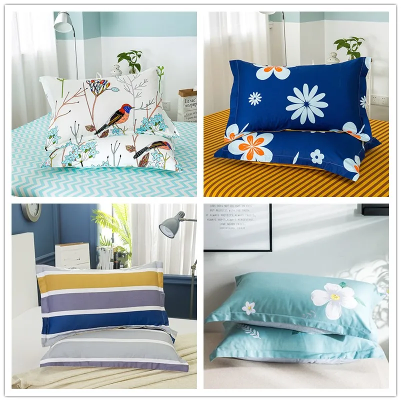 

Flower Print Pillow Case 100% Cotton Simple Pillowcases Children Adults Bedroom Comfortably Cozy Pillow Cover 48cm*74cm
