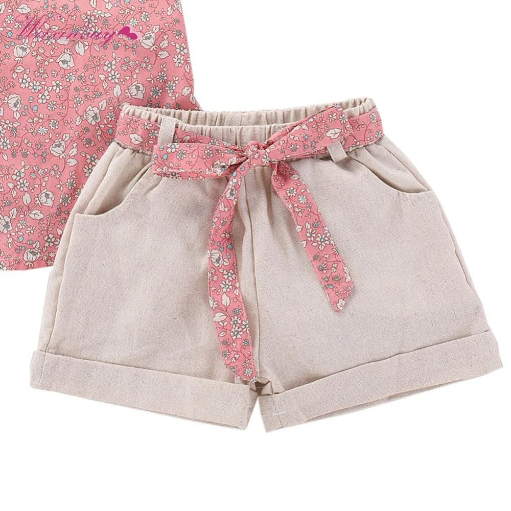 Детские комплекты одежды для девочек; хлопковые шорты в стиле кантри с четырьмя рисунками+ штаны или платье; комплект из 2 предметов; Одежда для девочек