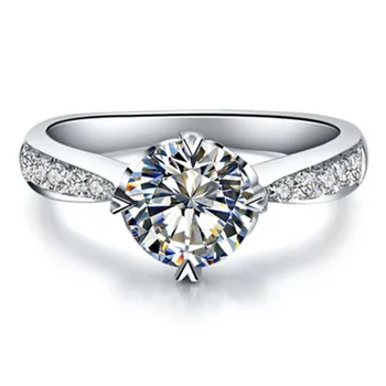 

Test Positive Brand Moissanite Test Positive 1CT Moissanite Diamond Ring Women Prongs Setting Sterling Silver Jewelry Ring