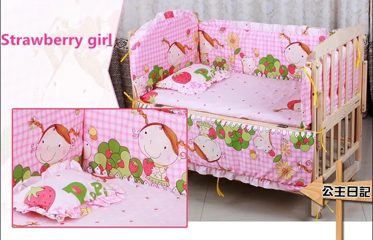 

Promotion! 6PCS Cotton Baby Bedding Set baby around Character Images Soft Crib Bedding Set (3bumper+matress+pillow+duvet)