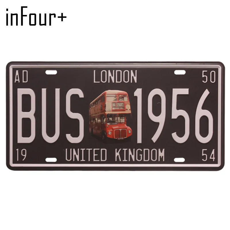 [InFour +] автобус 1656 Лондон металлическая пластина для автомобиля с ребристой