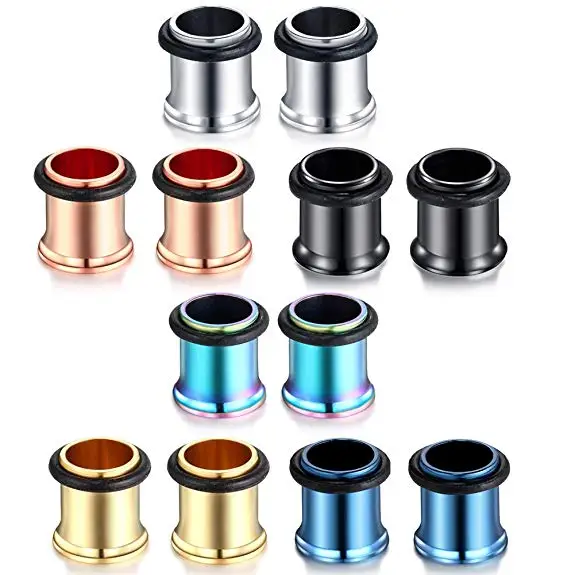 

MODRSA 1Pair Steel Single Flare Ear Plugs and Tunnels 1.6mm-25mm Flesh Earring Gauges Ear Stretchers Expander Body Jewelry