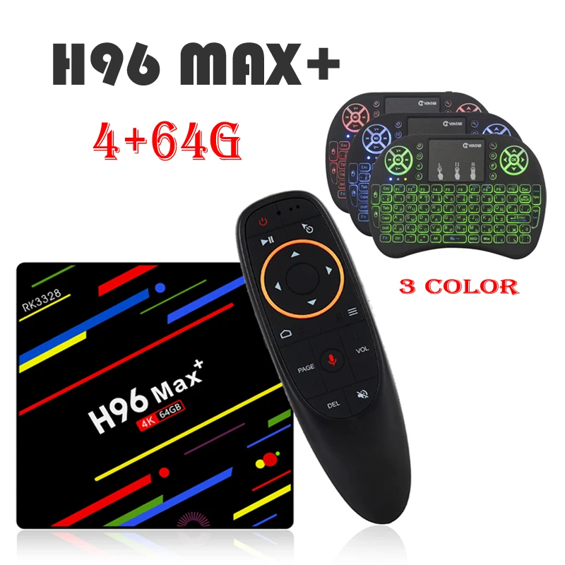 

H96 MAX plus VOICE remote control Android 8.1 TV Box 4GB RAM 64GB ROM Set Top Box RK3328 2.4G/5G Wifi+1PCS I8 air mouse