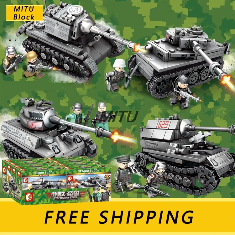

957 Pcs 4In1 Ww2 Germany Tank Army Blocks Military Vehicles World War 2 Toys For Children With Weapons And Soliders