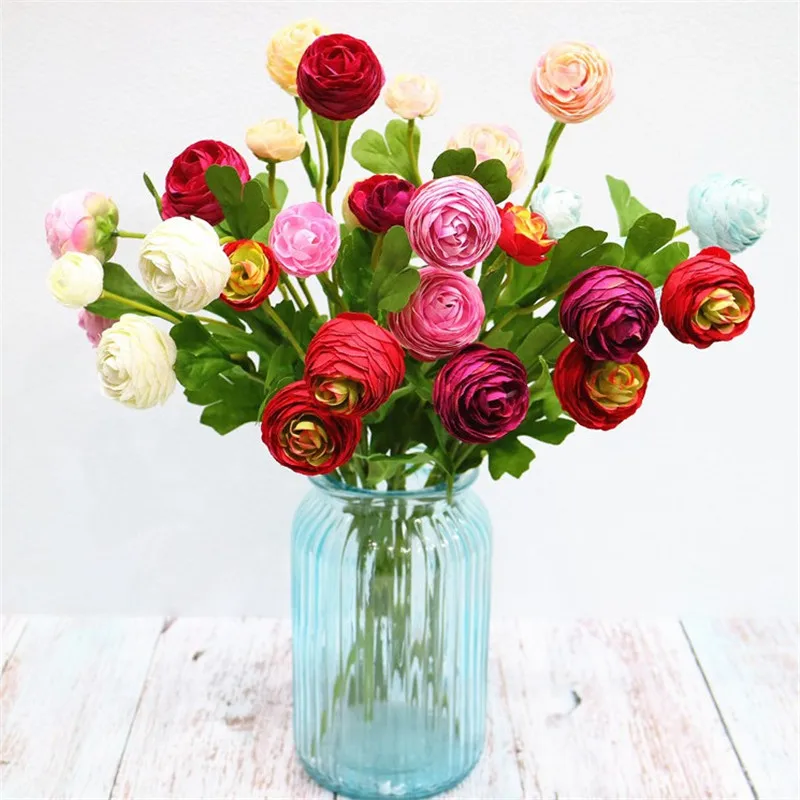 Искусственные короткие стебли Ranunculus длиной 14 96 дюйма 10 шт. имитация Melaleuca Роза для