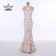2017 New Arrival Sexy Sheer Mermaid Long Evening Dresses Printed Prom Dress Party Gown Dubai Arabic Robe De Soiree Formal Dress