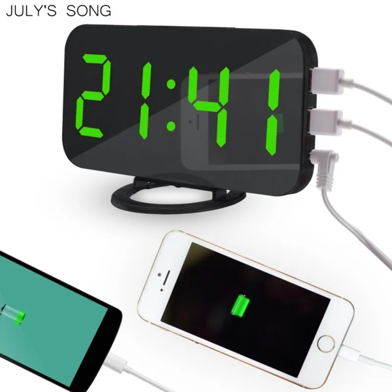 Buy Digital Alarm Clock LED Mirror Clocks Snooze USB