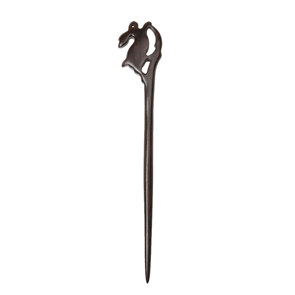 Retro Vintage Sandalwood Jade Rabbit Shape Hair StickIdeal Hairpin Hair Headwear Accessories for hair styling  -Black 