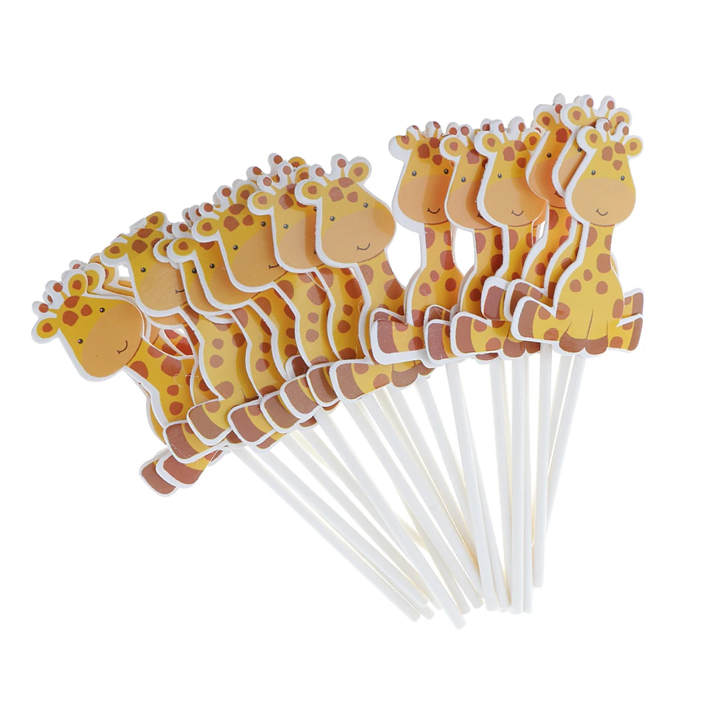 24pcs/set Cute Giraffe Cupcake Muffin Topper Kids Party Decor Supplies