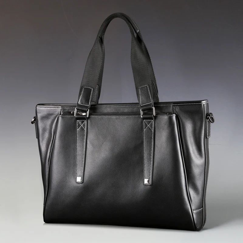 

NEW Full Grain Upper Cow Leather Soft Briefcases Genuine Leather Single Shoulder Bags Black Messenger Bags Men Handbags (XW8116)