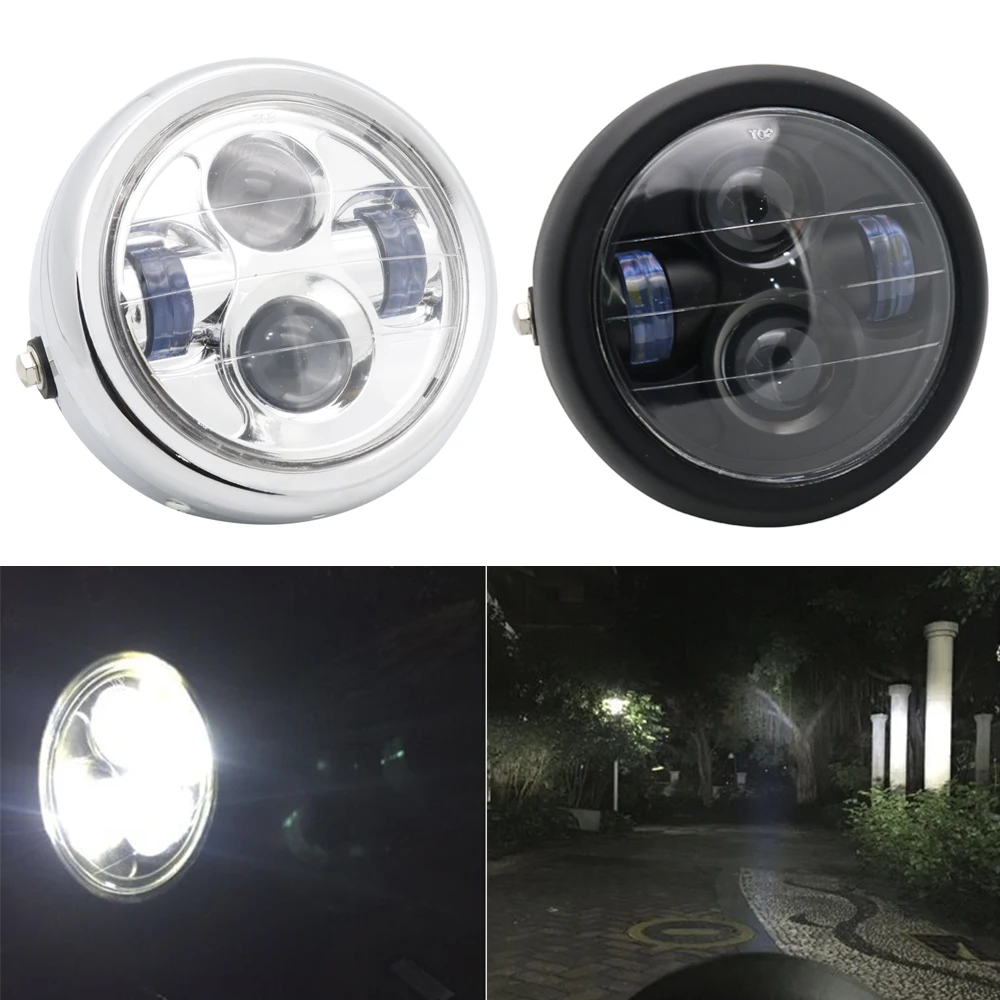 Universal Motorcycle Headlight 6.5 Inch LED Round Head Lamp Bulb for Harley Sportster Cafe Racer Bobber Cruisers Choppers (31)