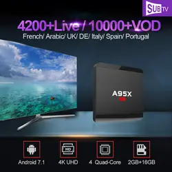 A95X R1 Ip ТВ Italia 4 K 2 GB 16 GB S905W ТВ Box Android 7,1 С SUB ТВ 1 год Ip ТВ подписки великобританские арабские Испания Италия Португалии Vod