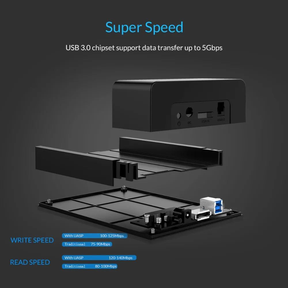 Док станция ORICO USB 3 0 и eSATA для жестких дисков 2 5 дюйма SATA черная (6518SUS3 V2)|drive docking|hard